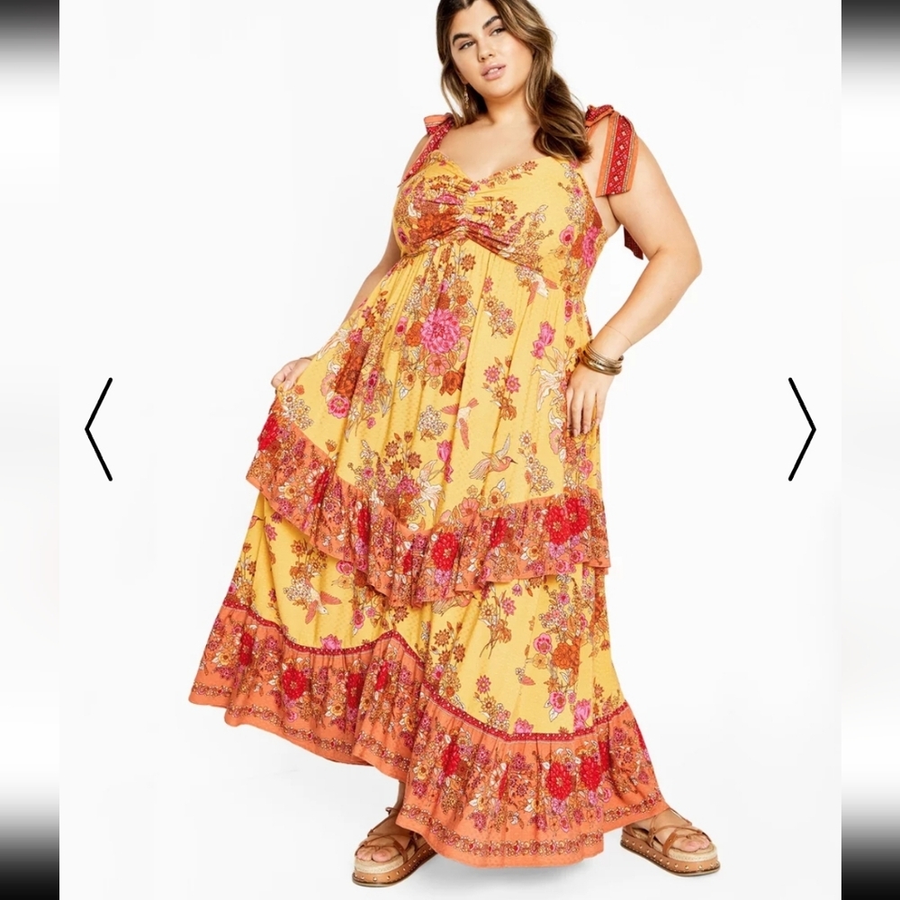 City Chic Woman's Abigail Maxi Dress ~ Sunflower ~ XXS (12) - Picture 3 of 13